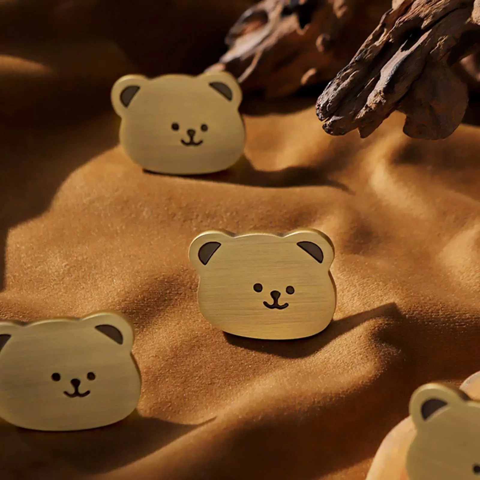 Brass Furniture Children's Room Original Cute Happy Bear Toy Cabinet Door Creative Handle Brushed Wardrobe Brass Handle