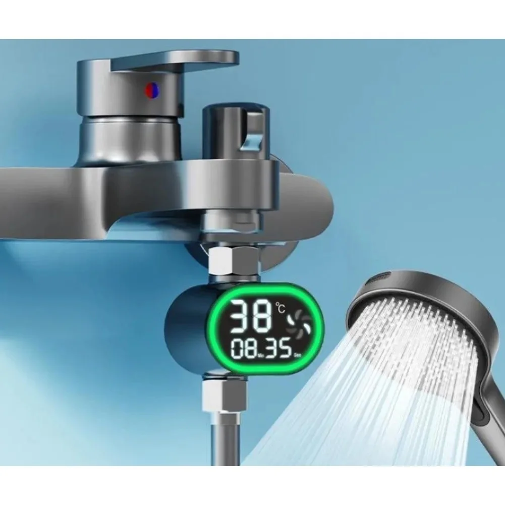 Shower Water Thermometer with Digital LED Screen and Visual Color Indicator for Accurate Real-Time Bath Temperature
