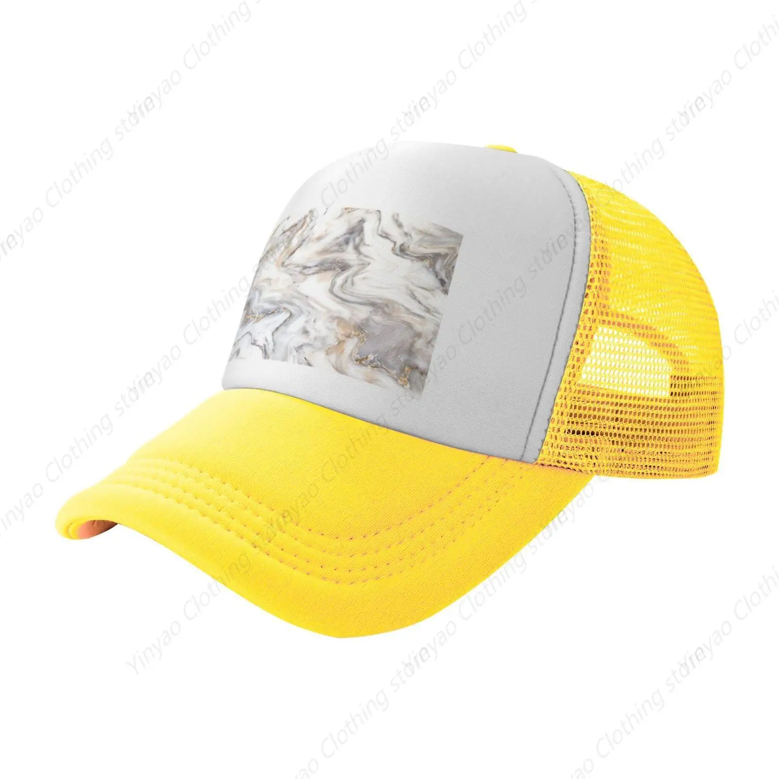 

Yellow Fun Pattern Mesh Hat Men's and Women's Fashion Outdoor Sports Truck Hat Adjustable Baseball Hat