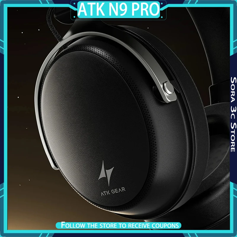 ATK N9 Pro Ultra سماعات رأس لاسلكية بأربعة أوضاع مثبتة على الرأس وميكروفون لإلغاء الضوضاء وكمون منخفض سماعات رأس للألعاب