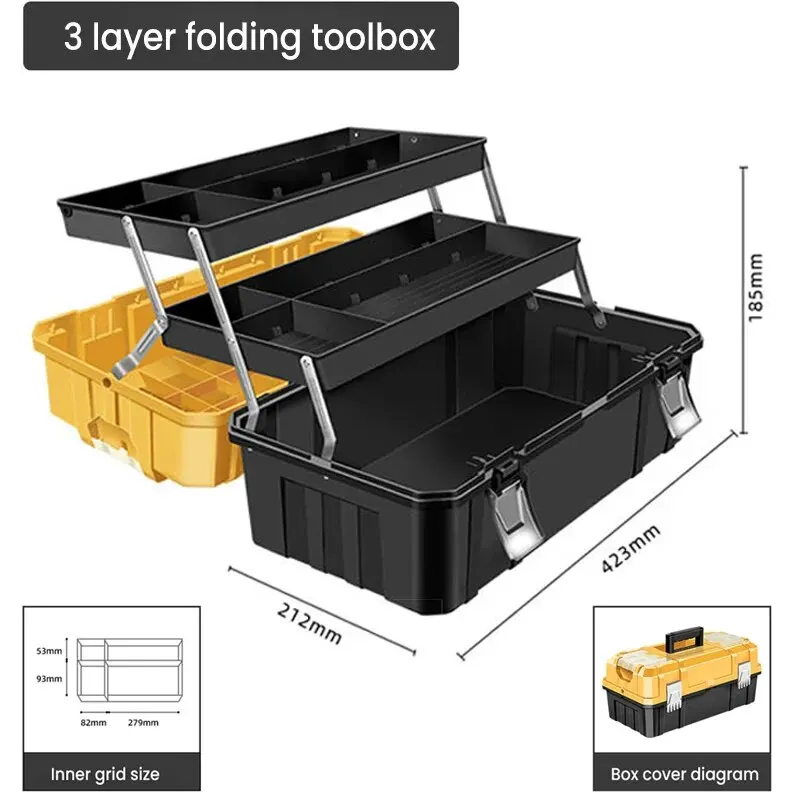 AIRAJ Hardware Toolbox Set valigia combinata spessa in plastica, scatola portaoggetti per trapano elettrico da carpentiere elettricista, Au
