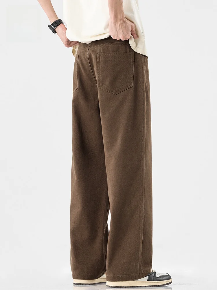 

Мужские повседневные прямые хлопковые джинсы, легкие весенне-летние свободные брюки, классические брюки из чистого хлопка в американском стиле ретро