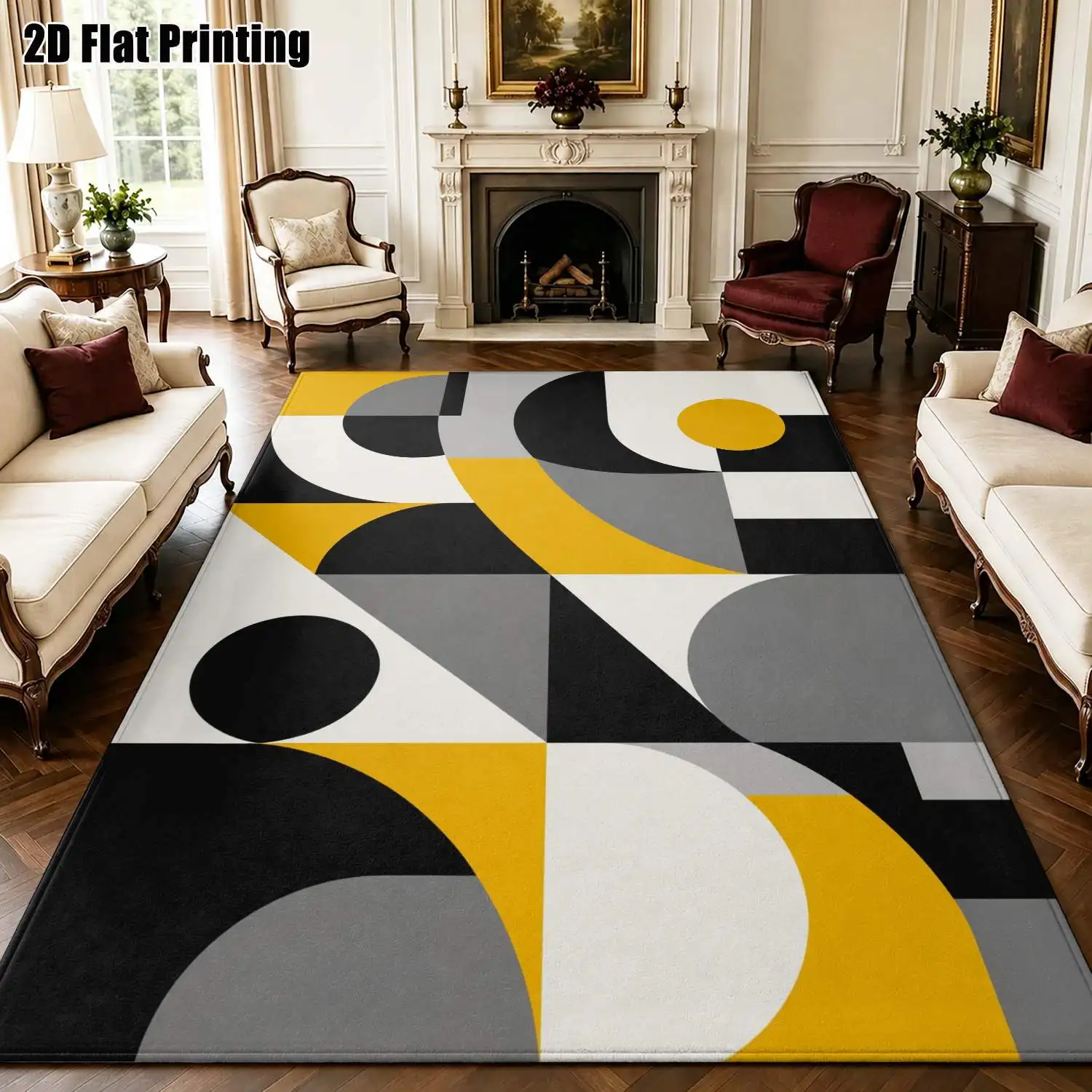 Geometric Abstract Large Area Rug for Living Room Modern Minimalist Home Decor Luxury Carpet for Bedroom Dining Room