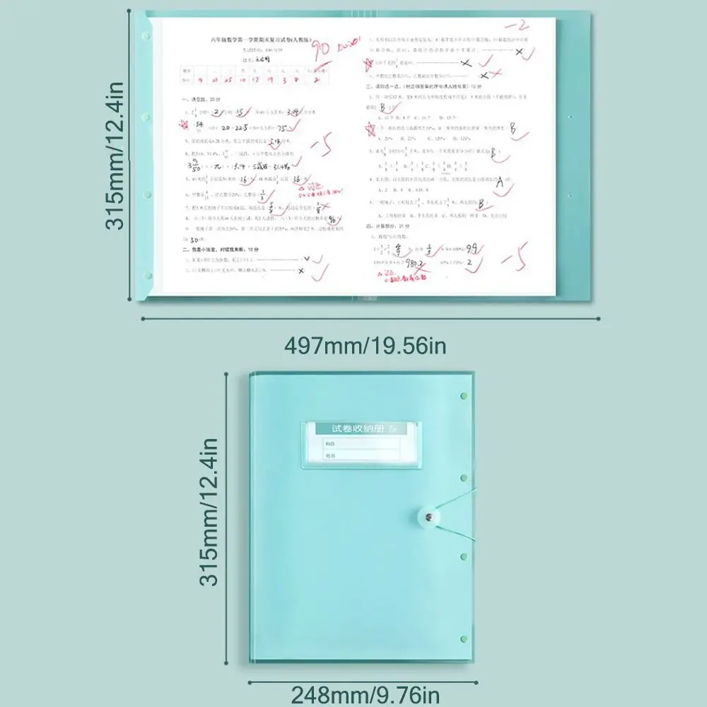 Thickened Large Capacity A3 File Folder Waterproof Dirtyproof Document Bag 30/40/60Pages Test Paper Storage Bag Student
