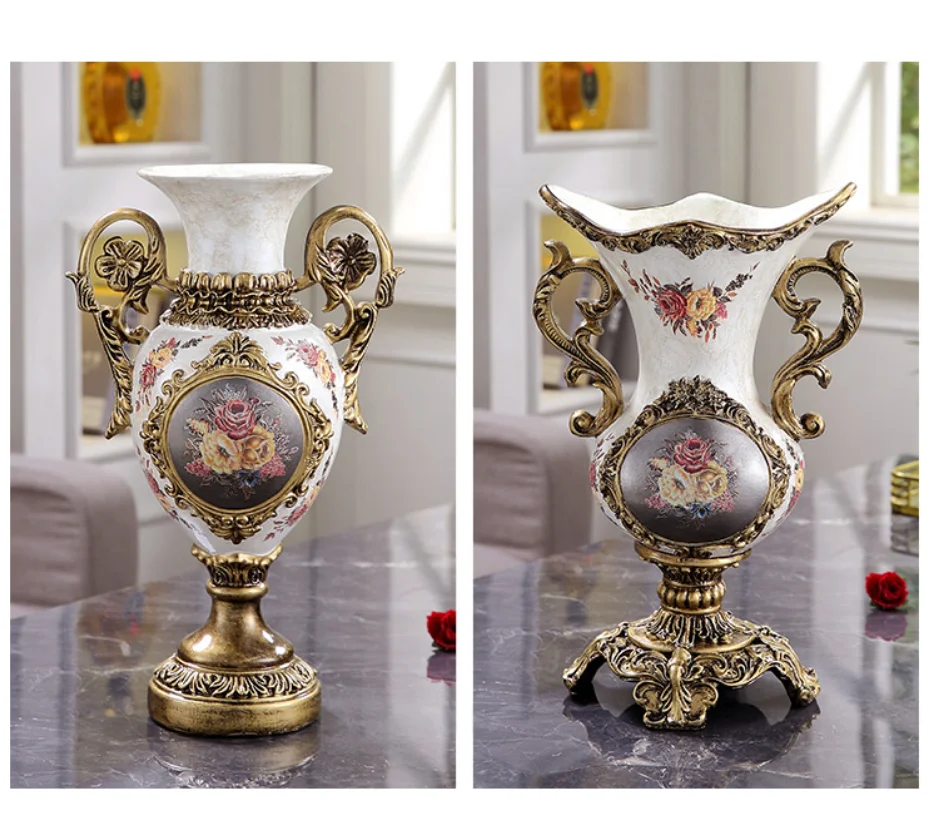 European retro luxury nourishing flower high-temperature vase set, tissue box, pearl treasure box, living room TV, wine cabinet