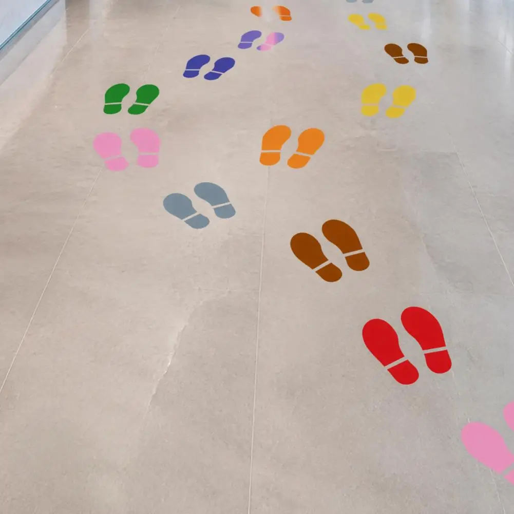 Early Education Floor Stickers 4 Sheets 8 Pairs Kids Shoes Decals Colorful Footprint Floor Stickers Adhesive Step for Classroom