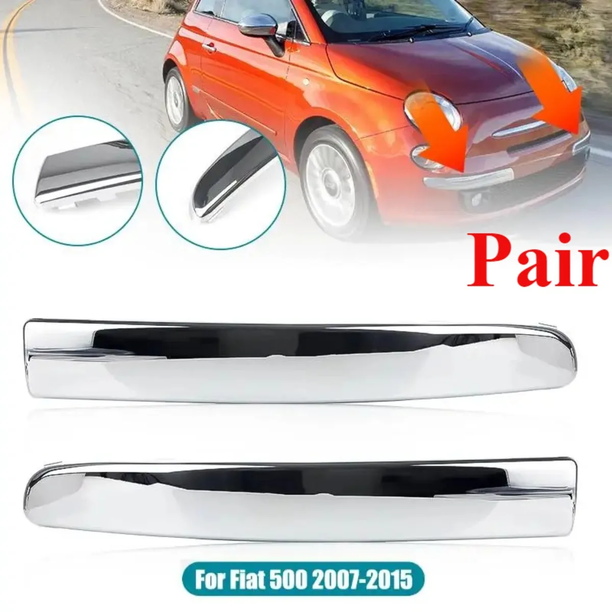 

Хромированный серебристый цвет для Fiat 500 2007-2015, нижняя накладка на передний бампер автомобиля, молдинг 735455056/57, хромированная нижняя накладка на бампер