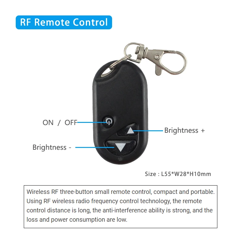 LED Monochrome Light Low Voltage Dimmer Controller 12V 24V 8A with RF Wireless Remote Control for Single Color Lighting lamps