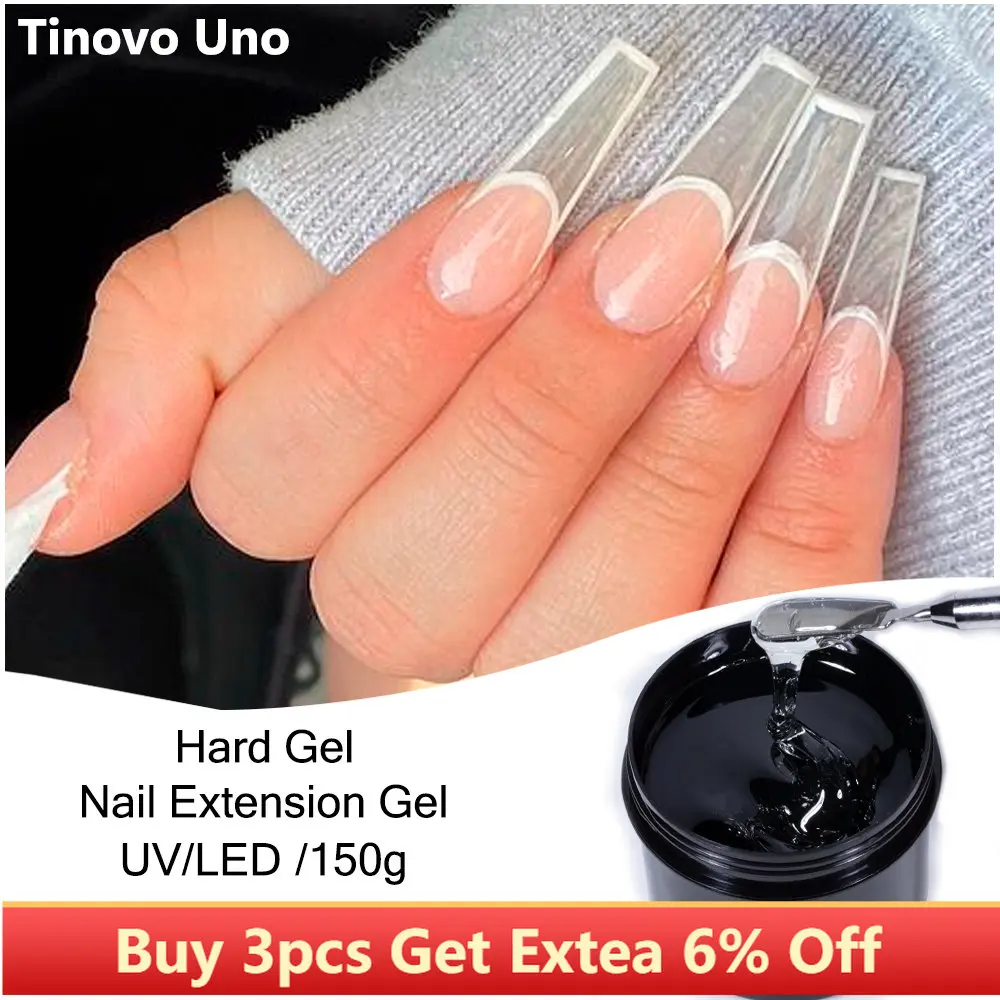 Tinovo Uno Clear Builder Nail Gel for Extension Hot Acrylic Poly Hard Gel Polish Fiber Manicure for Prolong Nails Art 150g