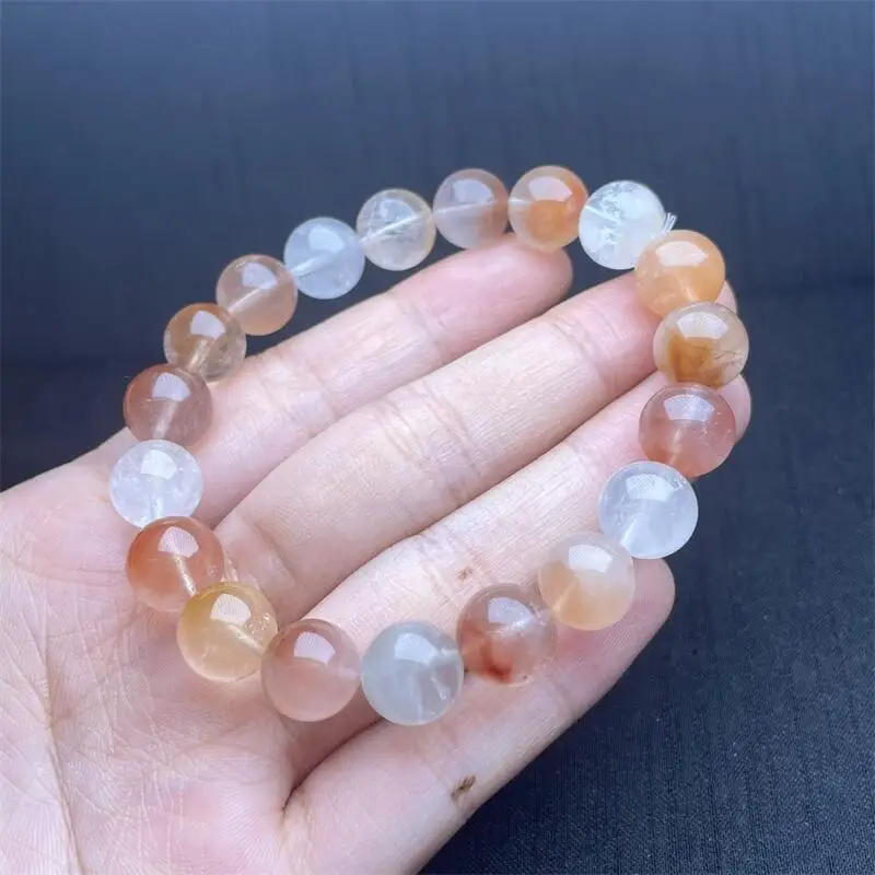 10MM Natural Colored Rabbit Hair Quartz Bracelet Women Men Handmade Stretch Rope Luxury Jewelry Energy Healing Gift 1PCS