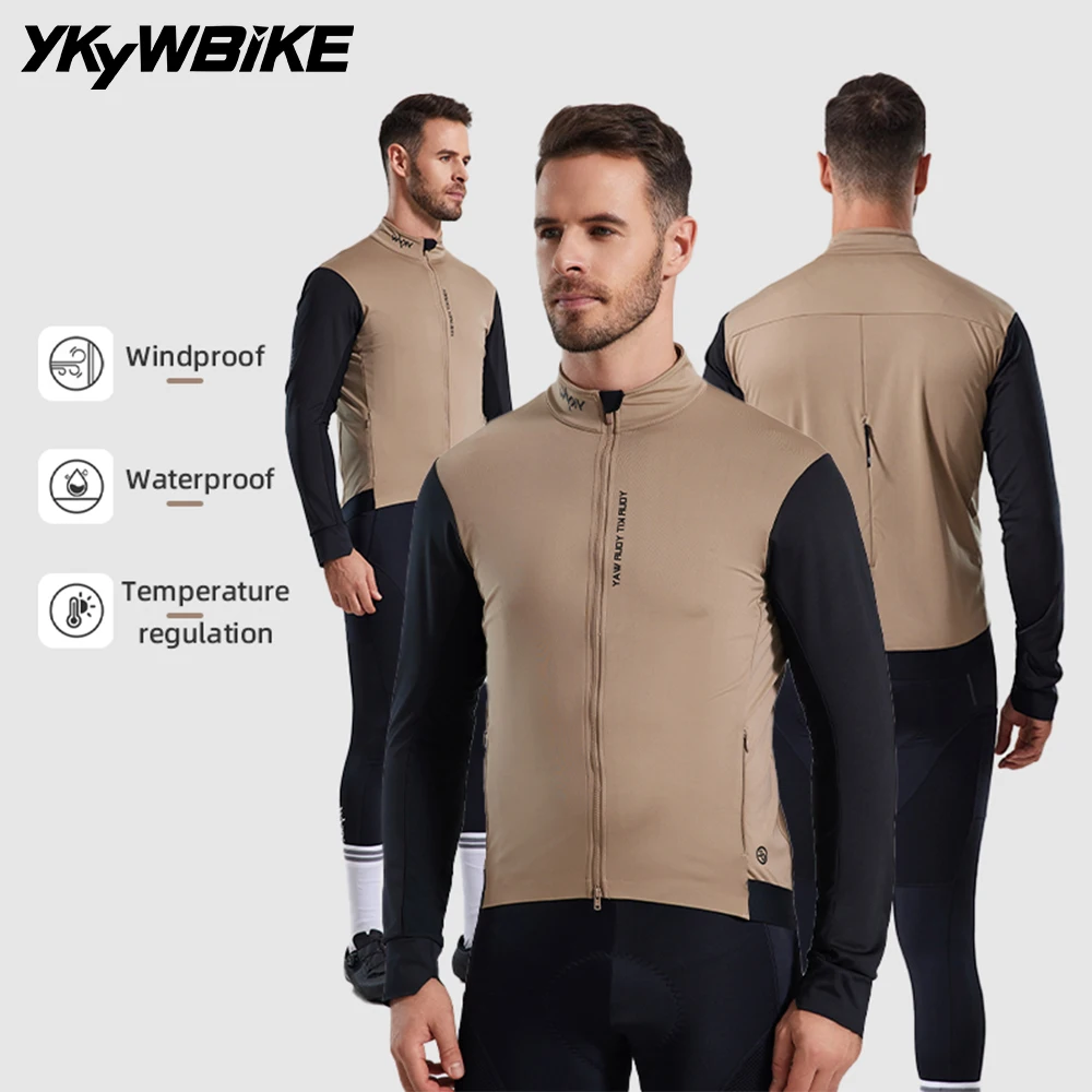 YKYWBIKE Men's Cycling Jacket Windproof Waterproof Bicycle Windbreaker Road Bike Jersey Long Sleeve Cycling Clothing MTB