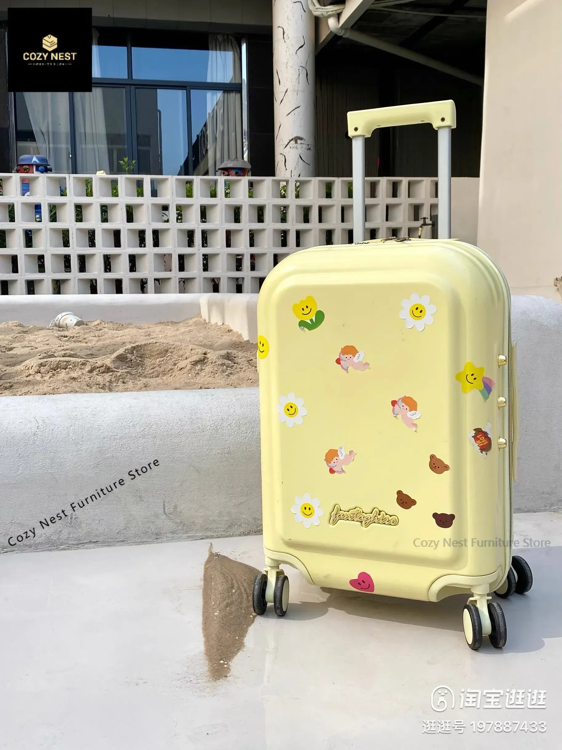 Textured fairy silent suitcase universal wheel trolley case dopamine full of vitality high value boarding suitcase