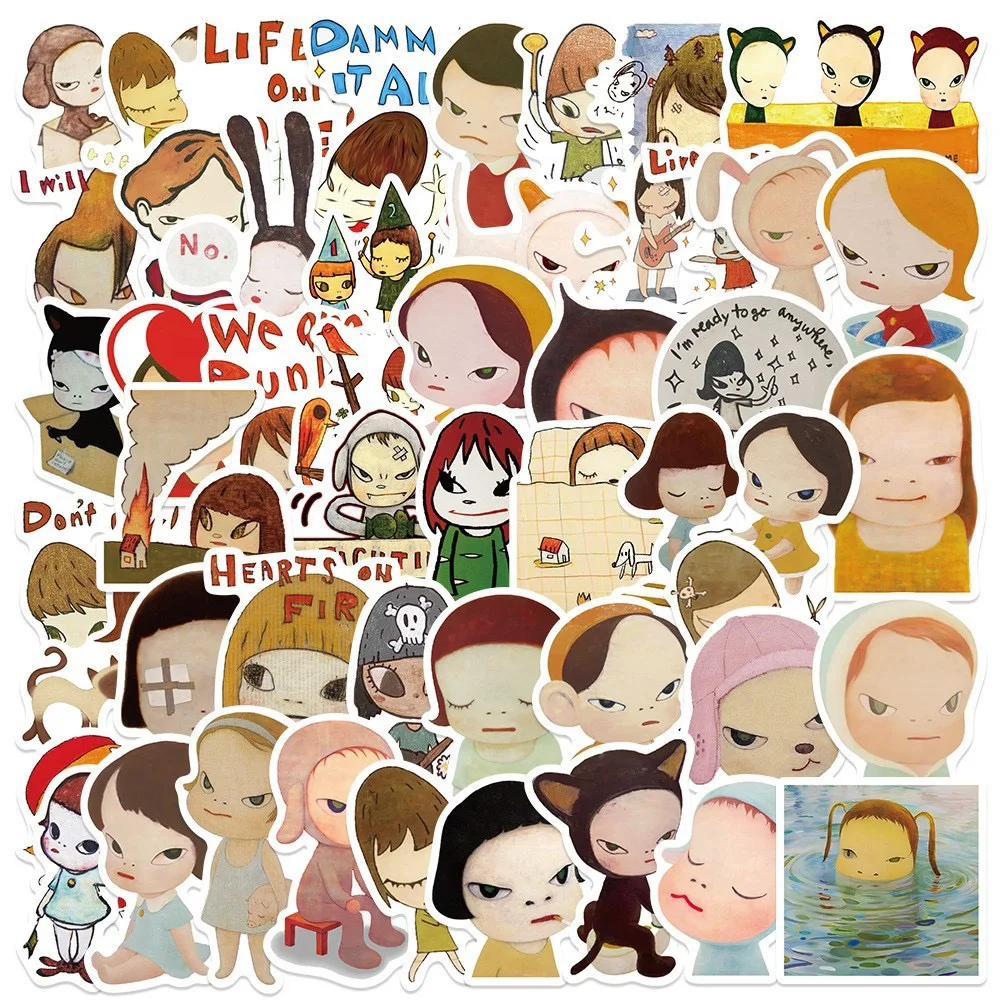 10/50Pcs Japanese Designer Yoshitomo Nara Stickers Art Decals DIY Laptop Phone Water Bottle Skateboard Luggage Sticker Kids Toy