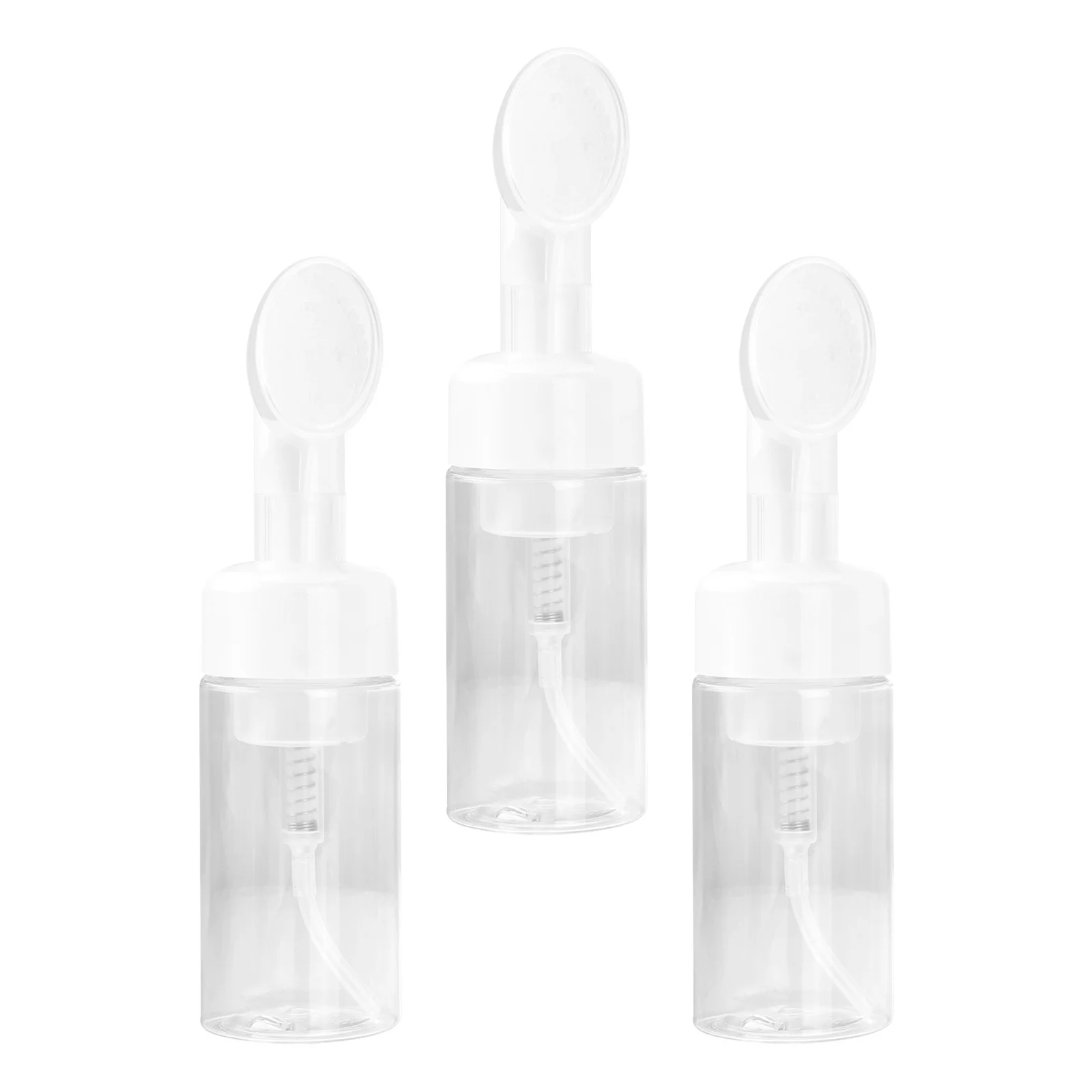 3pcs Foam Pump Bottle With Brush Head Portable Sub Bottles For Travel Shampoo Soap Shower Gel Refillable Containers Leak-Proof