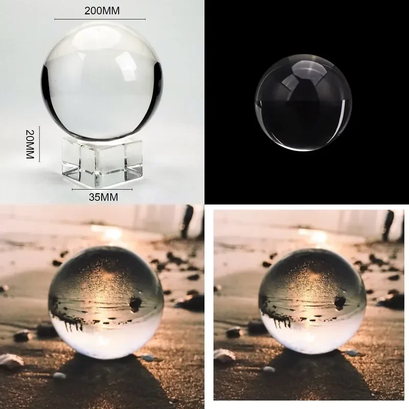 Wholesale Transparent Crystal Ball 200mm Home Decoration Magic Photography Prop Clear Glass Sphere for Photo Shooting Decor
