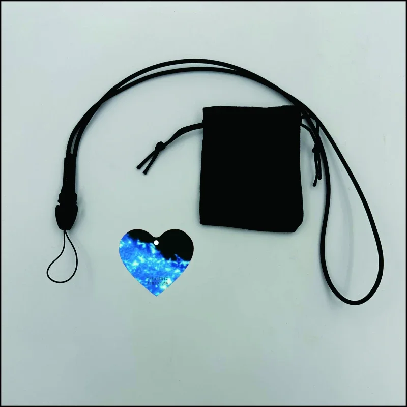 

Custom, aibabotong TerraHertz energy card, black heart shape pendant with silicone ion chain