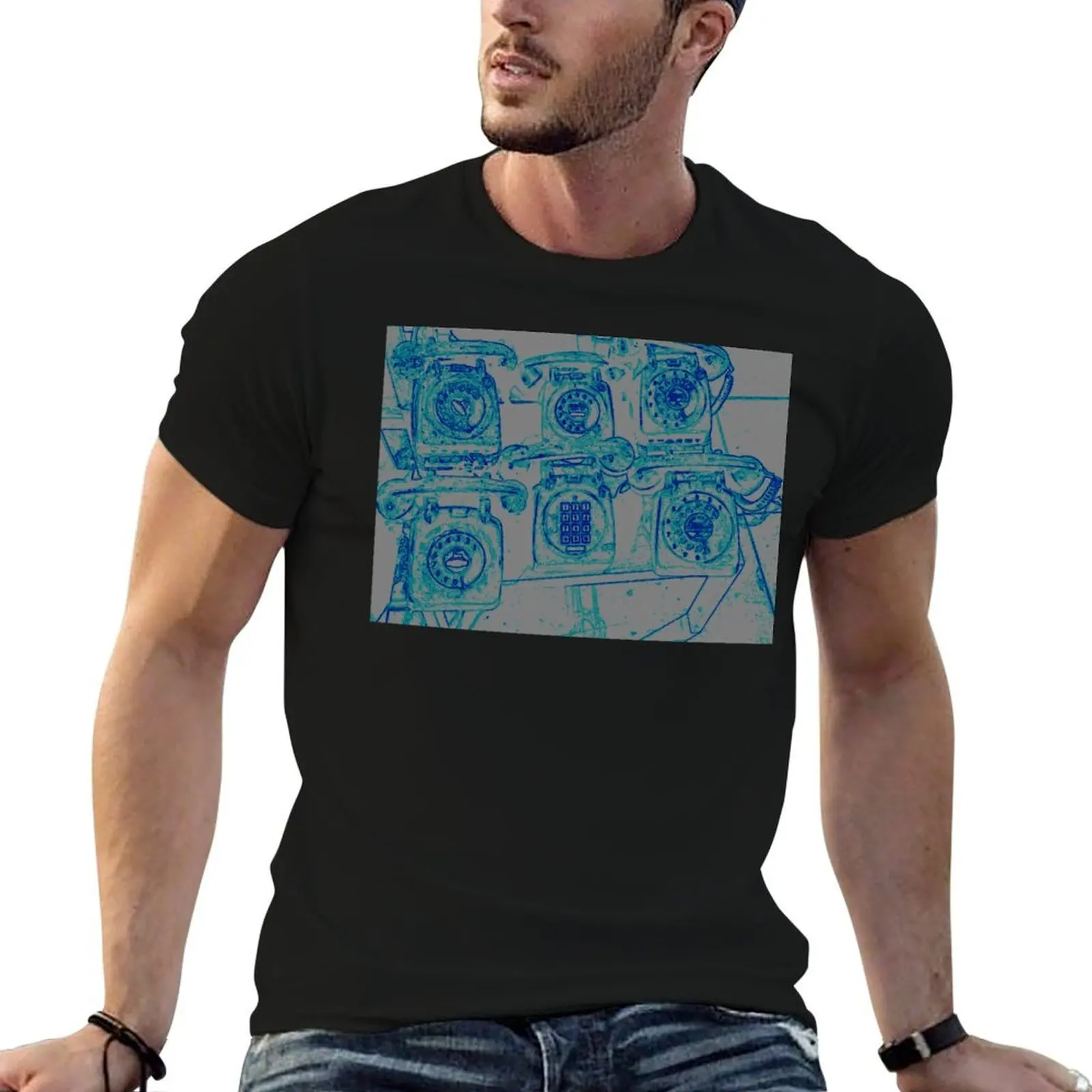 

Vintage retro rotary phones abstract by Iritof T-Shirt man graphic t shirt t shirts for man cotton funny T-Shirt