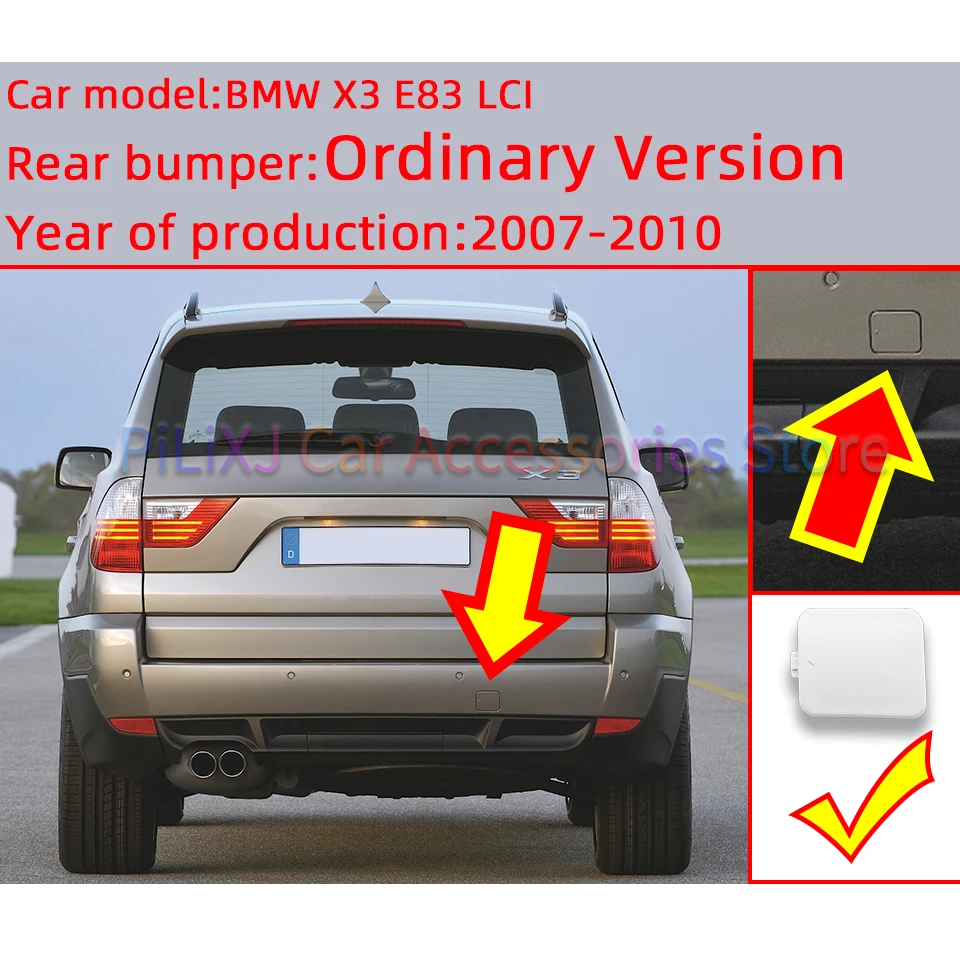 車のリアバンパー牽引フック,bmw x3,e83 lci,2007-2010用のアイキャップカバー,高品質,黒,白,銀で塗装