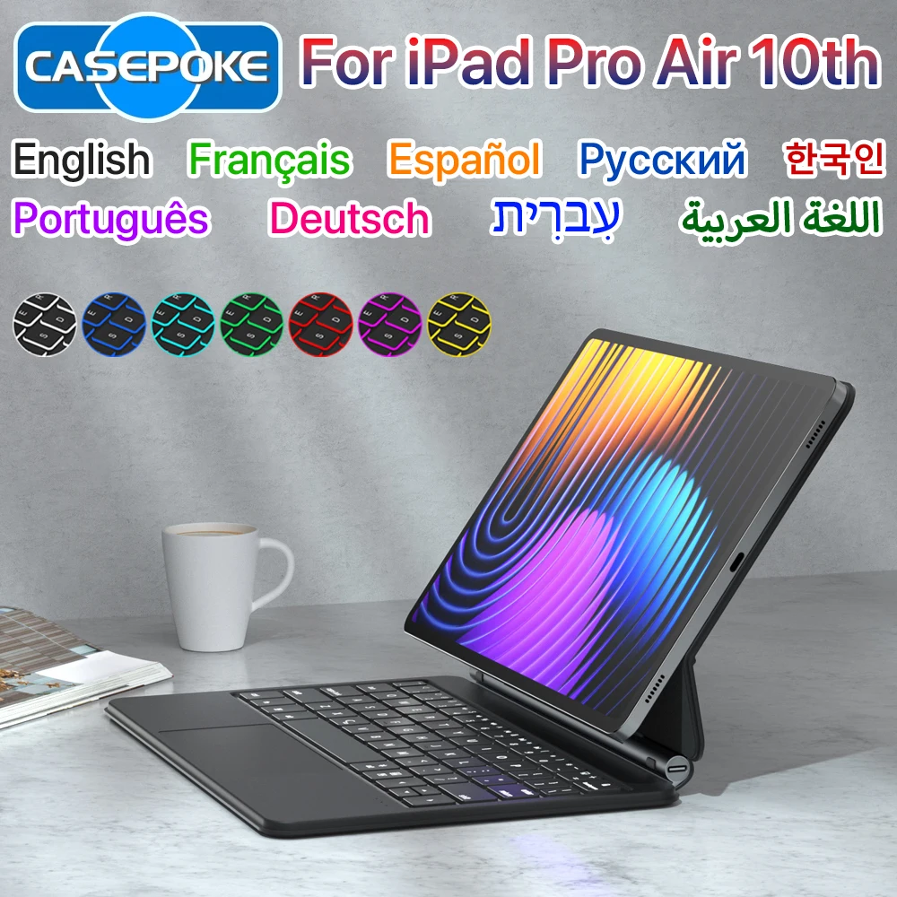 New Smart Magic Keyboard For iPad a16 Case 2025 iPad Air 6 iPad Pro 11 12.9 2018-2022 Air 4 5 10.9i iPad Case Backlight Touchpad