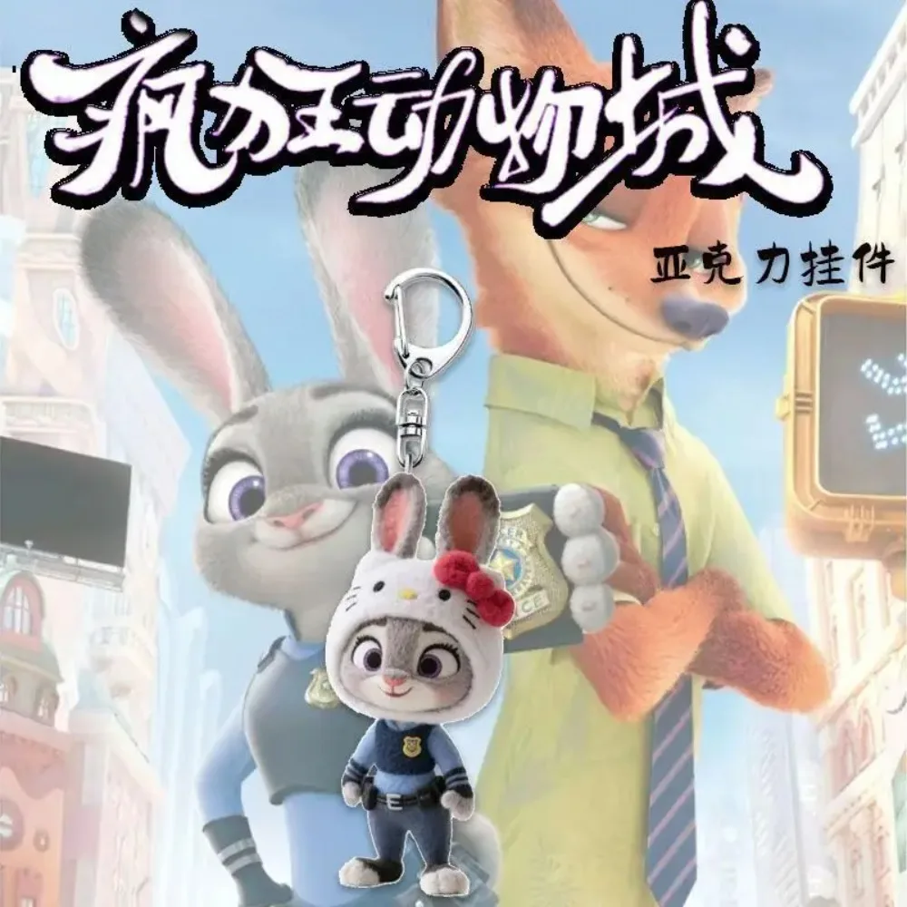 Porte-clés périphérique d'animation Disney Zootopia, dessin animé Judy Nick, mignon sac d'école en acrylique, cadeaux d'anniversaire pour hommes et femmes