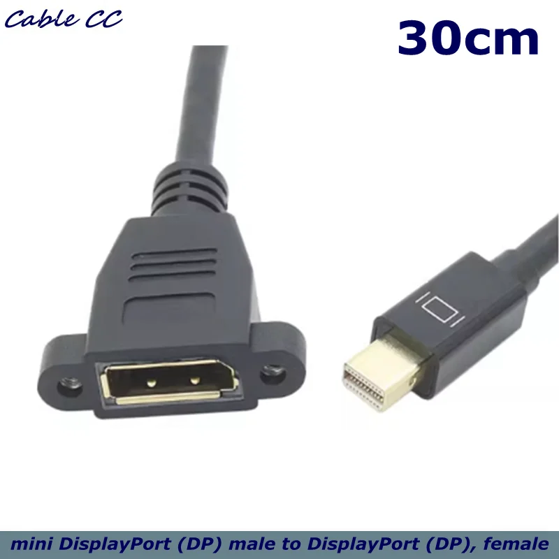 Mini Displayport to Displayport Cable, 4K Extreme Thin   Mini DP Male to DP Female Extension Cable with Screw Panel Mount
