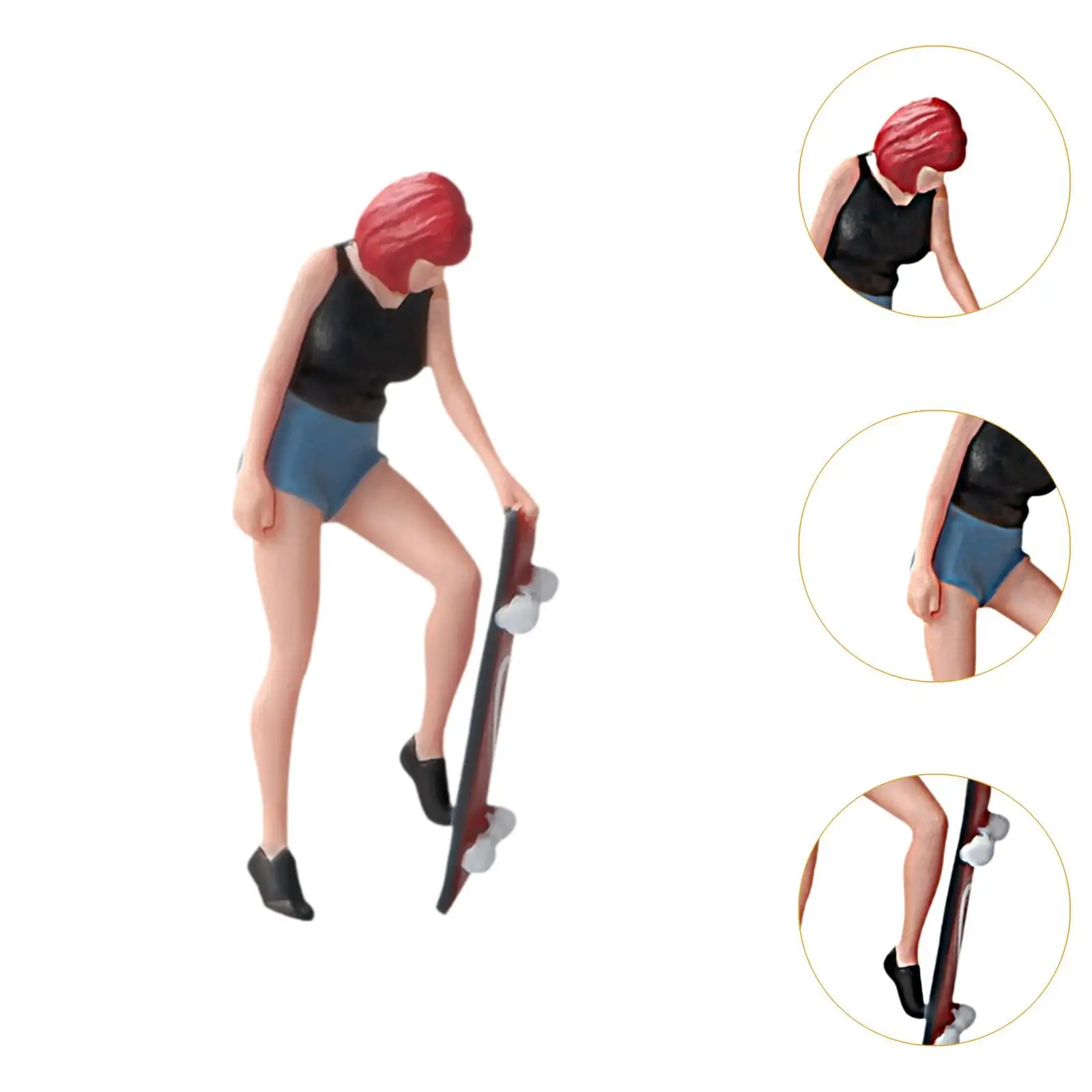 1/64 شخصية مصغرة مشهد مصغر الدعامة لوح التزلج فتاة لمشاريع التصوير الفوتوغرافي المشهد الصغير نموذج القطارات حلية #5