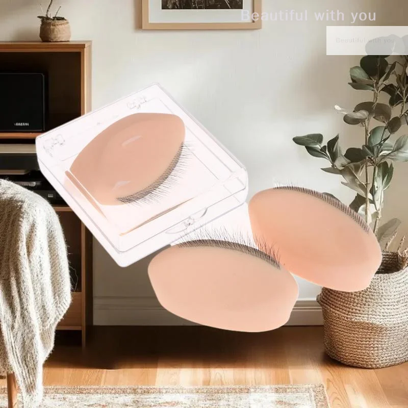 New1pcs Wimpern-Übungs-Silikonmodell mit realistischen Wimpernverlängerungen, wiederverwendbares Trainings-Augenlid-Wimpernverlängerungswerkzeug
