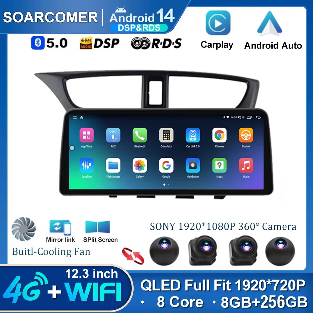 

Автомобильная Мультимедийная система на Android 14, экран 12,3 дюйма, 4G, Wi-Fi, для Honda Civic 9 FK FB 2012-2017 SWC