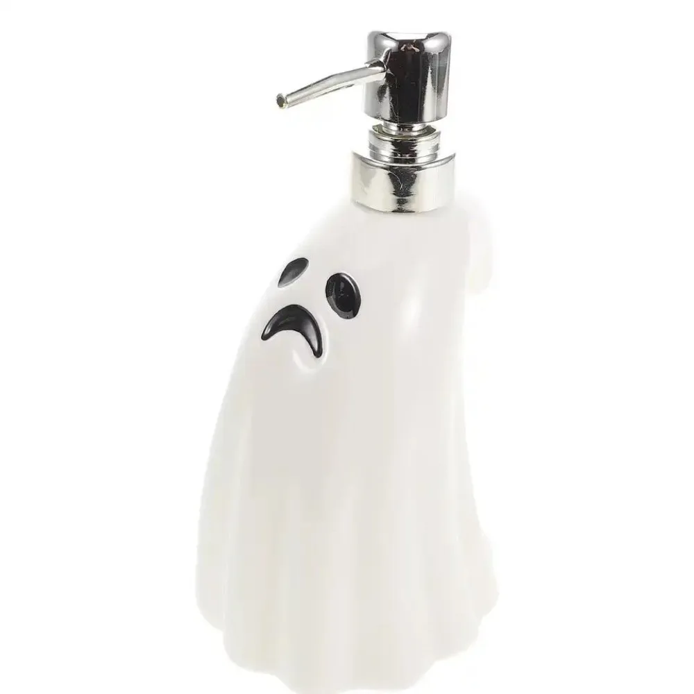 Botella dispensadora de fantasmas de 380ML, bomba de prensa, botella vacía de detergente para Halloween, champú de porcelana recargable, botella dividida cosmética
