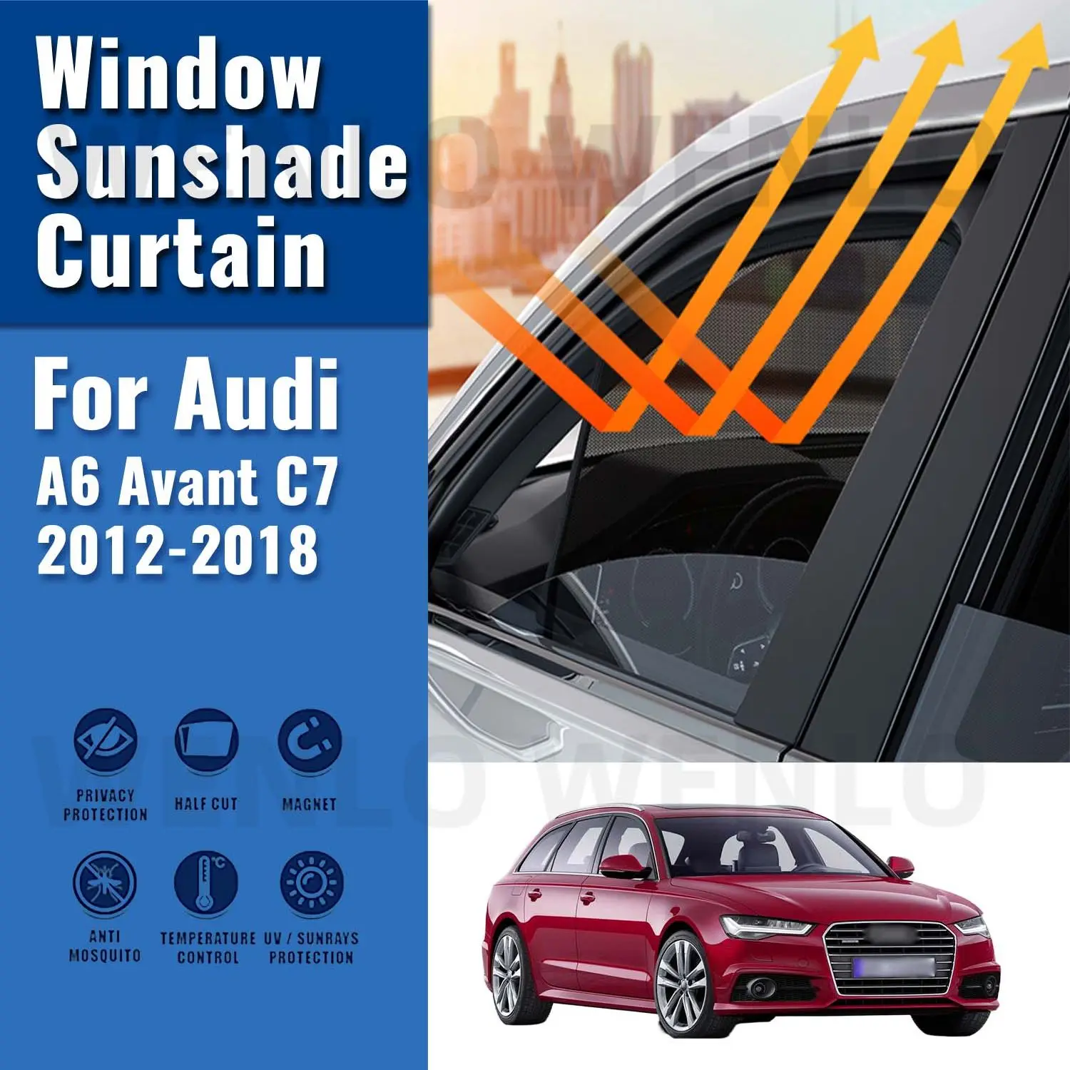 

For Audi A6 Avant C7 2013-2018 Rear Side Window Sun Shade Visor Car Sunshade Accessories Front Windshield Mesh Vehicle Curtain