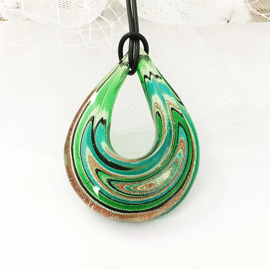 1PCS Glass Murano Pendant Necklace For Woman Jewelry Crystal Christmas Ornament  Blue Chinese Style Different Shapes Gift