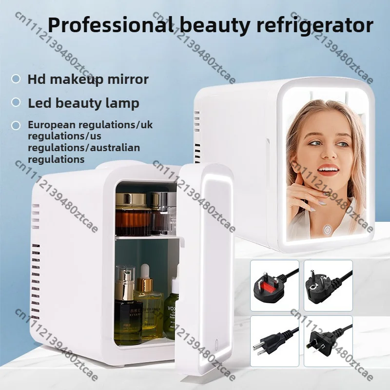 4L 6L Mini Dual Use Refrigerator LED Mirror Smart Temp Control Portable Cooler For Car Home Beauty Skincare Storage