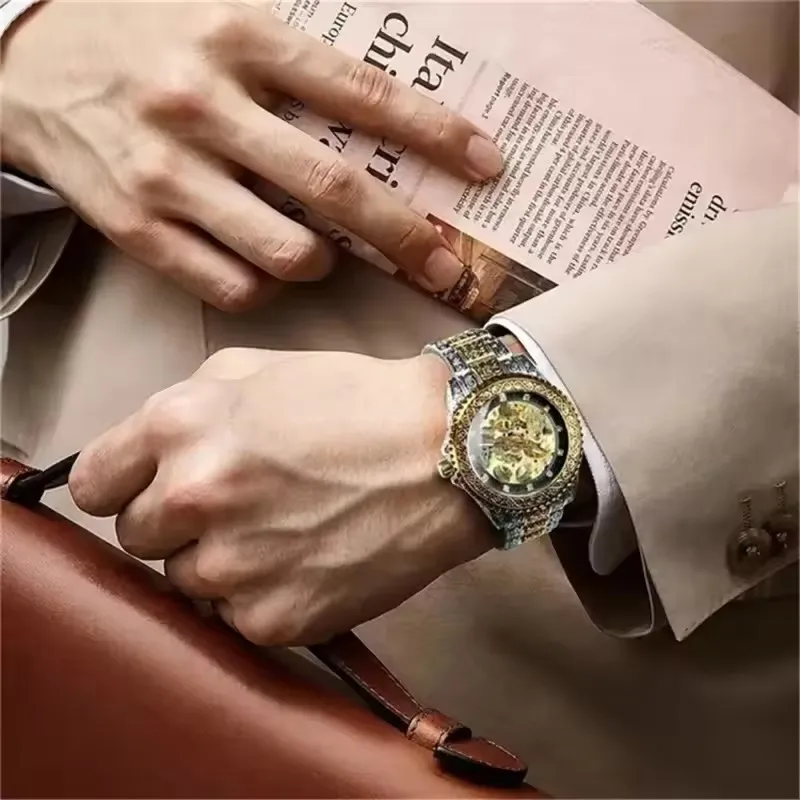 FORSINING 378B мужские автоматические механические часы со скелетом, ночник, золотые и серебряные, модные мужские роскошные часы в подарок