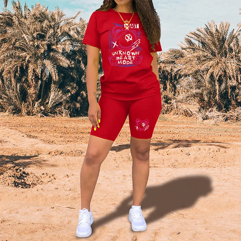 Summer Women Two Piece Set Sportswear T-Shirts and Shorts Ladies Casual O-Neck Pullover Short Sleeve T-Shirt Casual Tracksuit