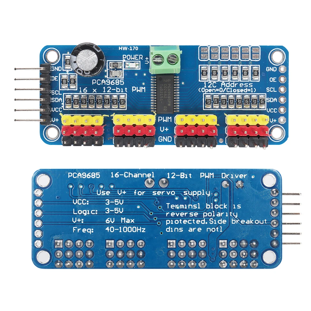 PCA9685PW 16 Channel 12-Bit PWM Servo Shield Driver I2C Interface PCA9685 Module For Raspberry Pi Robot Project