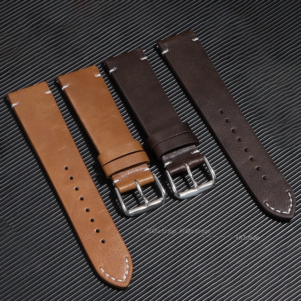 Retro pulseira de couro genuíno cera óleo couro pulseira liberação rápida 18mm 20mm 22mm 24mm alta qualidade pulseira relógio negócios