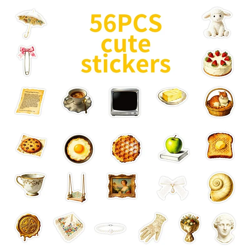 56 قطعة من ملصقات الديكور على الجدران الإبداعية ذات شخصية كرتونية لصباح الخير