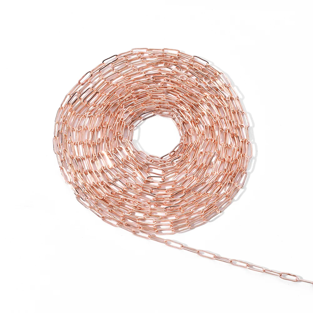 

10m/roll Brass Paperclip Chains Drawn Elongated Cable Chains Soldered 7.5x3x0.5mm For Bracelet Necklace Jewelry Making Findings