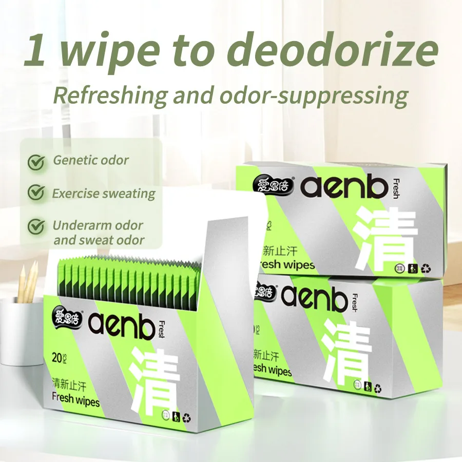 مناديل مبللة للجسم مقاومة للعرق 20 قطعة، خالية من الألومنيوم والتبريد، التحكم في الروائح لنضارة تحت الإبط على مدار 24 ساعة