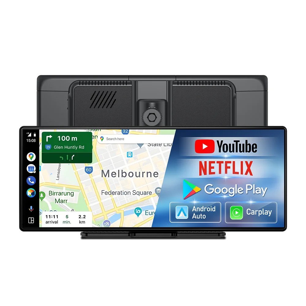 Imagebon 11,3 Zoll Android 14 Rückspiegelkamera 8-Kern 4+64G CarPlay & Android Auto Autoradio-Bildschirm mit Google Play YouTube GPS-Navigation KI-Sprachsteuerung DVR