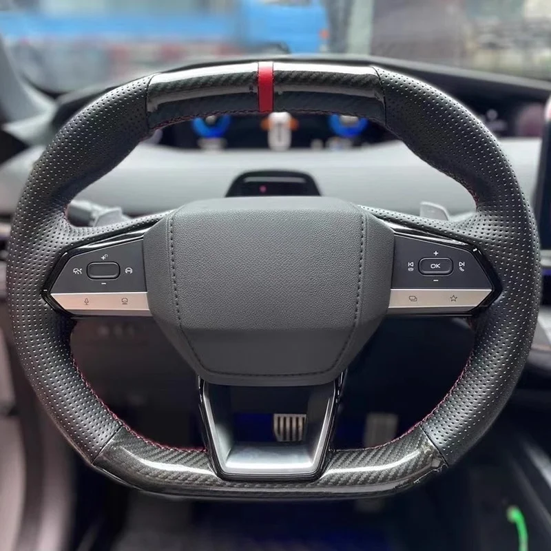 

Genuine Leather Carbon Fiber Steering Wheel Cover For Changan UNI-V UNIV 2022 2023 CS55plus Cs75plus Qiyuan Q05 Car Accessories