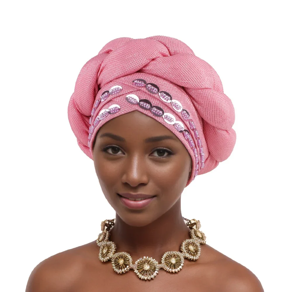 Fashion Hats for Women African Headtie Turban Auto Gele Head Wraps Women's Cap Wedding Party Muslim Headtie