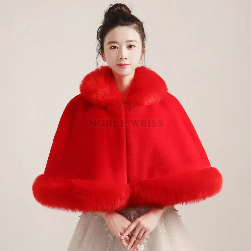 Faux Fur Cape Winter Warm Bridal Bolero  Wedding Wrap Party Shawl Customized