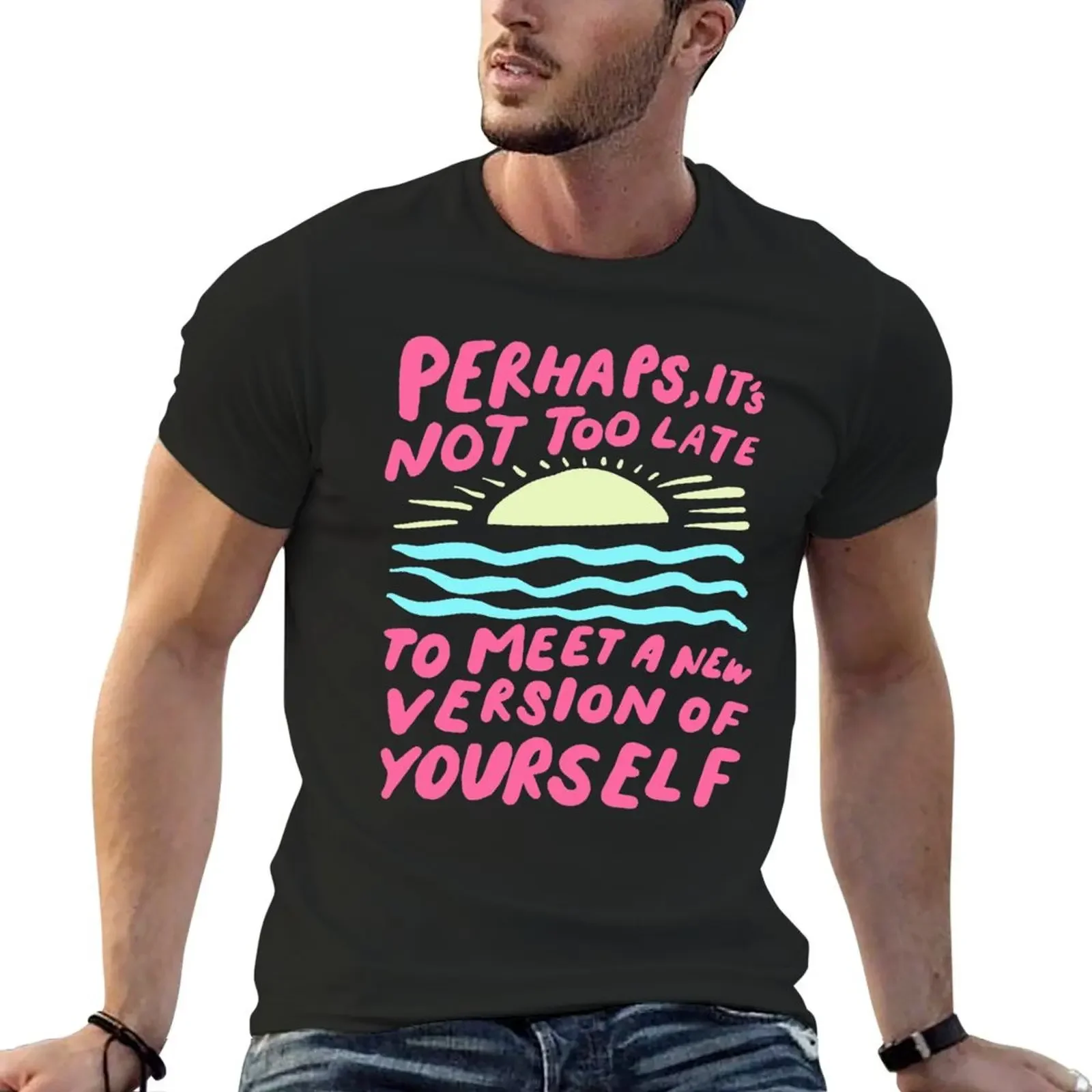 Meet a new version of yourself - inspirational quote art - pink and pastel bold illustration T-Shirt