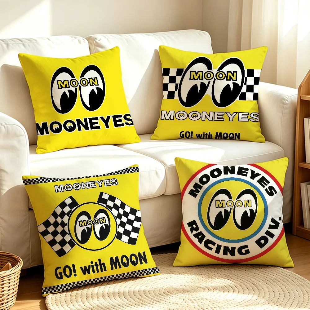 M-Mooneyes-S Brand Logo cushion cover Soft Smooth Pillow Case Hidden Zipper Washable Decorative Couch Office Gift