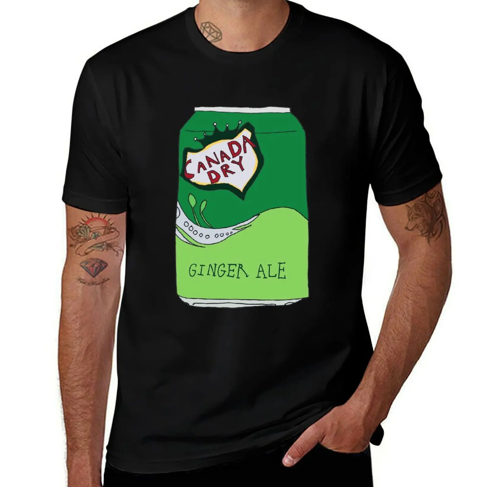 Camiseta Ginger Ale Soda Can para hombre, camiseta gráfica para hombre, camisetas 100% de algodón para hombre, camiseta blanca