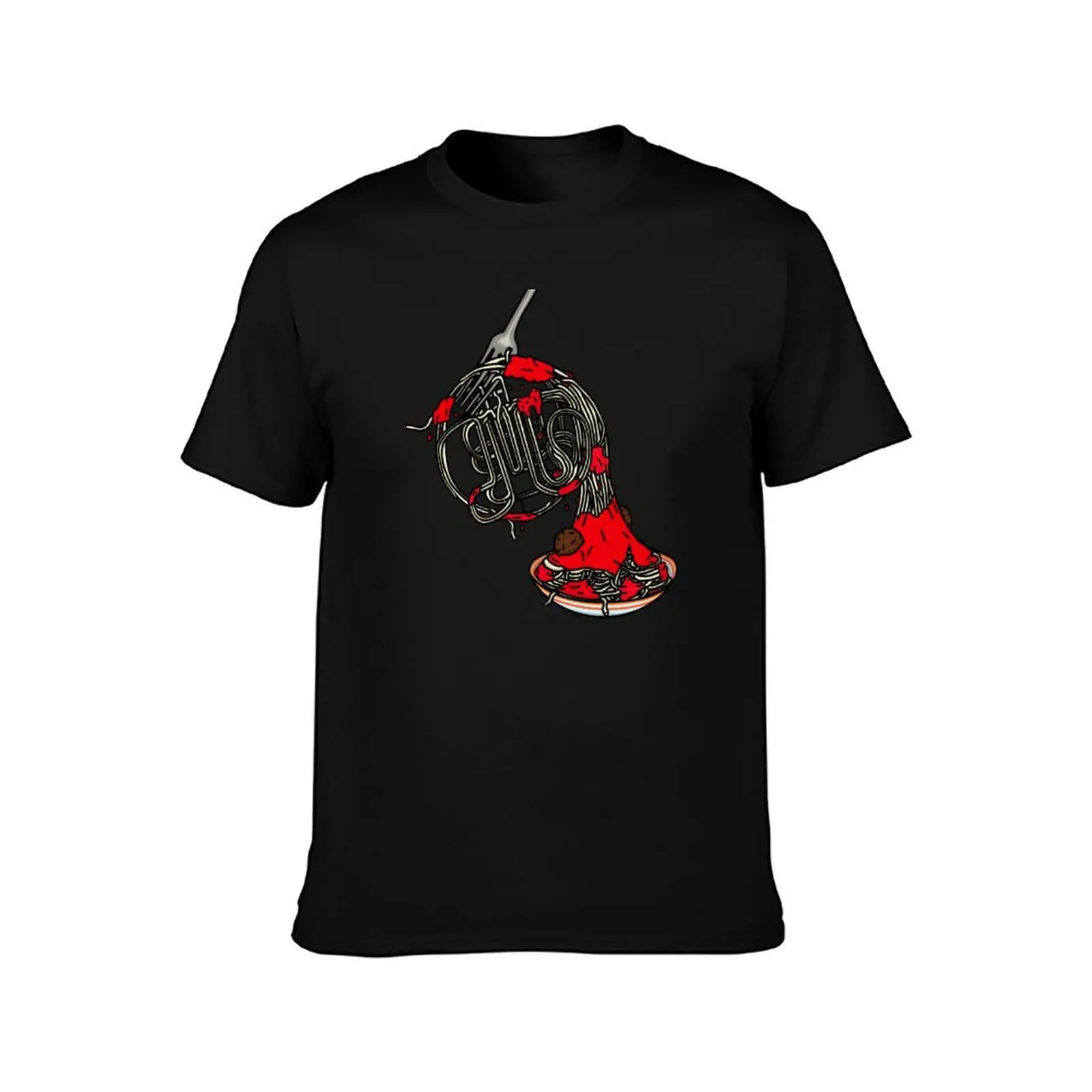 Spaghetti Horn T-Shirt Soft Casual Short Sleeve Cotton Tee T-Shirt
