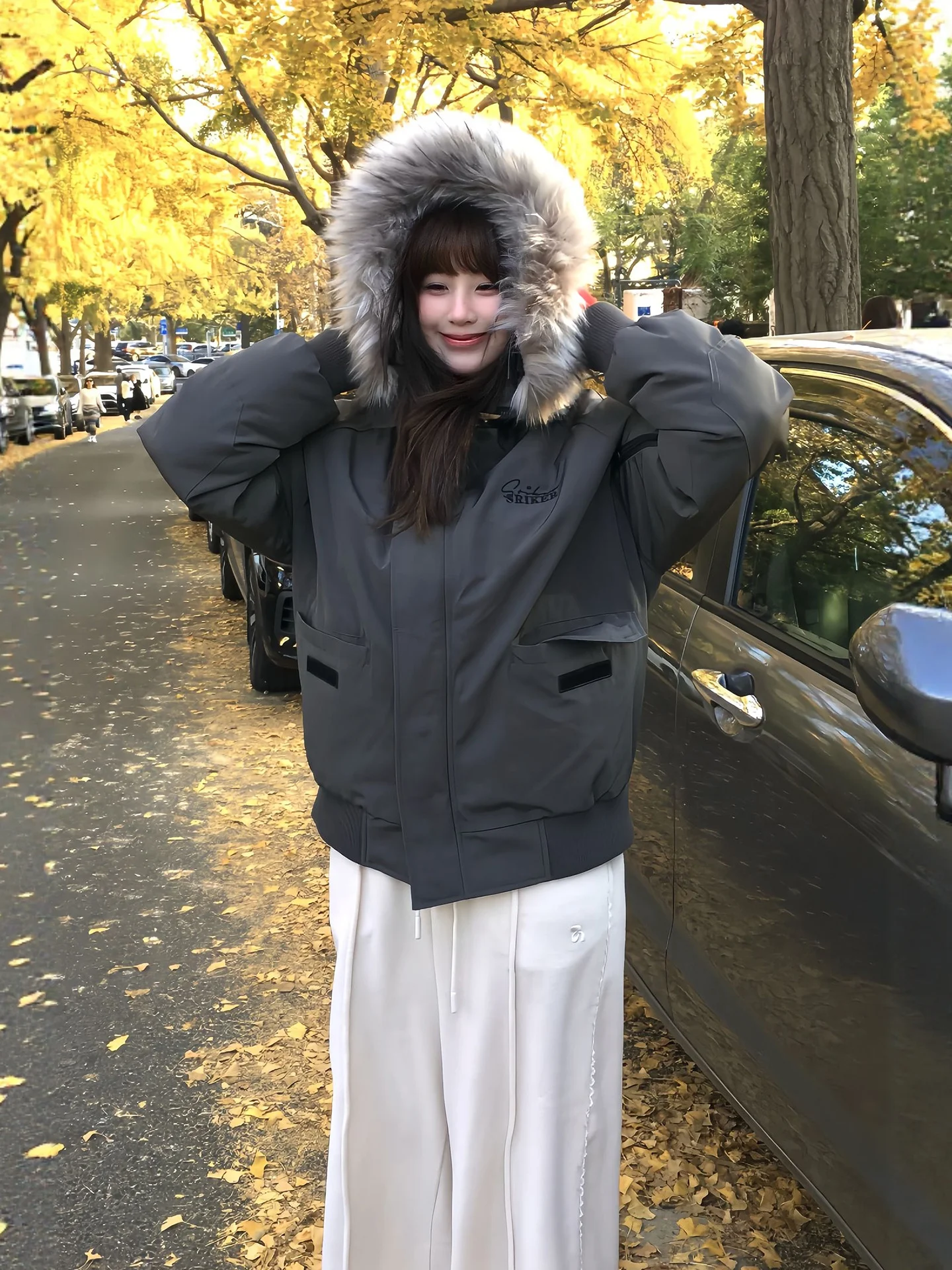 

Парка женская осенняя, теплая, с мехом, с завязками, эластичная, в стиле милитари, для подростков и женщин, укороченная, симпатичная, спортивная, для защиты от холода