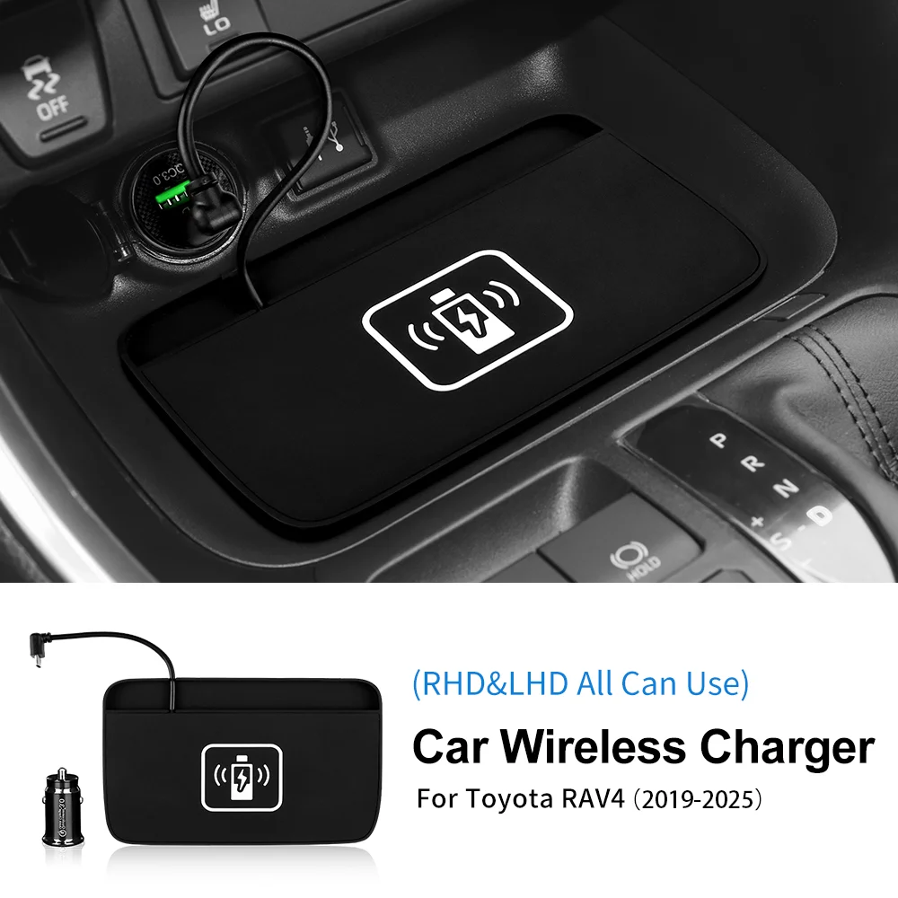 

Car Wireless Charger 15W Mobile Phone Fast Charging Holder LHD RHD For Toyota Rav4 Rav 4 xa50 2019 2020 2021 2022 2023 2024 2025