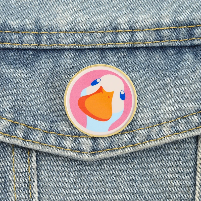 Silly Goose UV-Drucknadeln, Cartoon-Tier, Entengesicht, Broschen, Anstecknadeln, niedliche lustige Selfies, Schmuck, Geschenk für Freunde